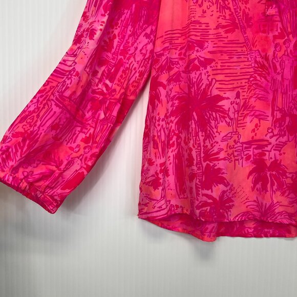 Lilly Pulitzer Blouse Women Extra Small Elsa Silk Rule Breakers Work Party Core - Picture 3 of 12
